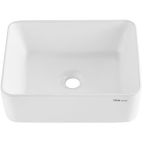 VEVOR Modern Ceramic Vessel Sink 16" x 12" Bathroom Vanity Bowl Countertop White