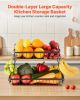 2 Tier Fruit Basket Bowl Kitchen Countertop Storage Stand Holder Banana Hanger